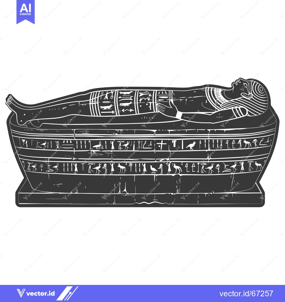 Premium Vector dari Black and White Illustration of an Ancient Egyptian Sarcophagus