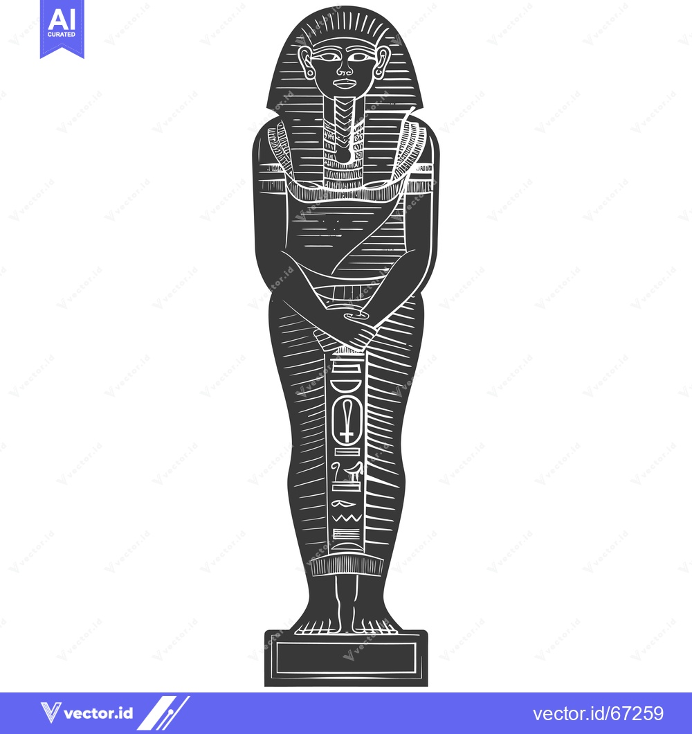 Premium Vector of Black and White Illustration of an Egyptian Pharaoh Statue