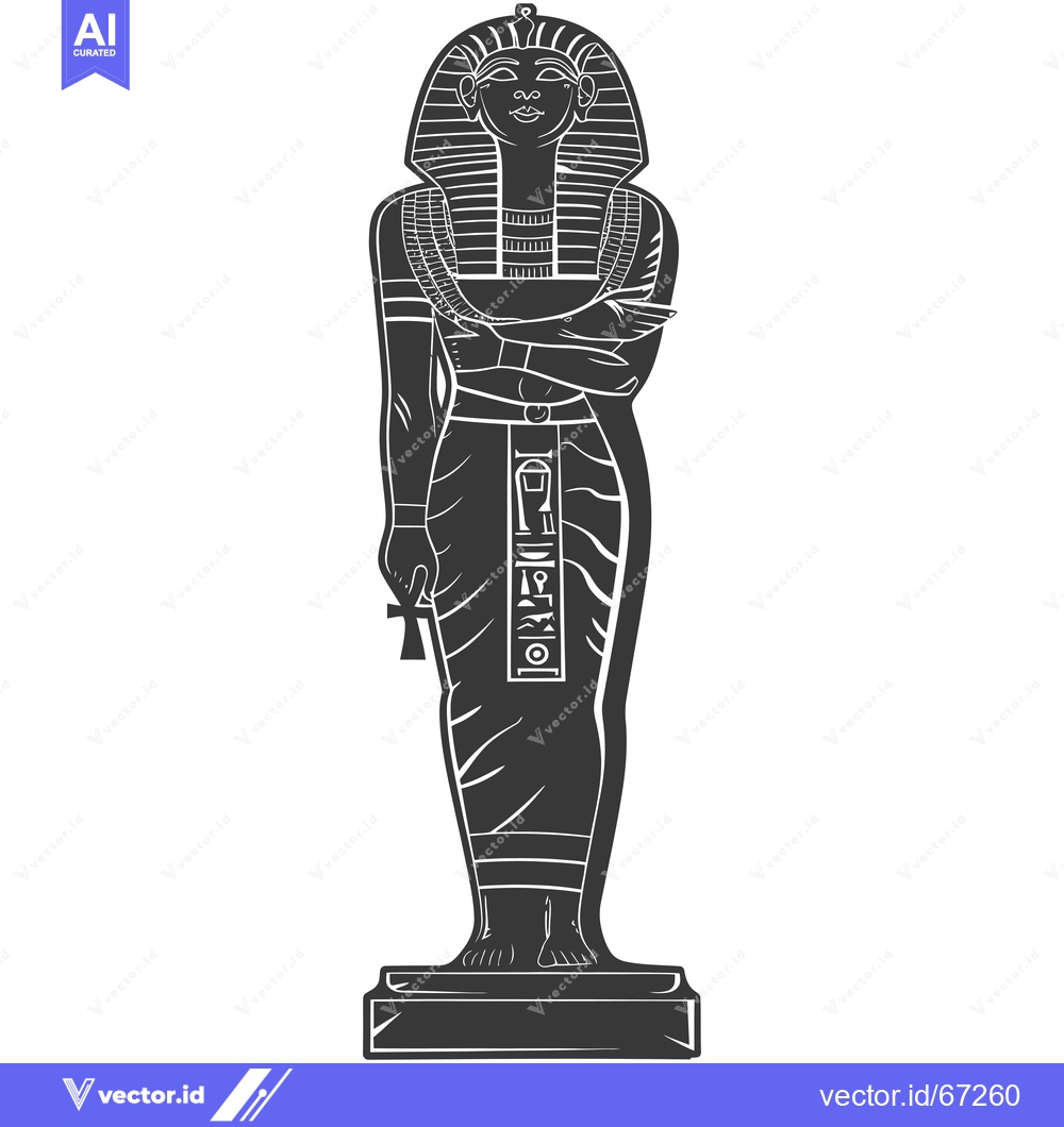 Premium Vector of Black and White Illustration of an Egyptian Pharaoh Statue