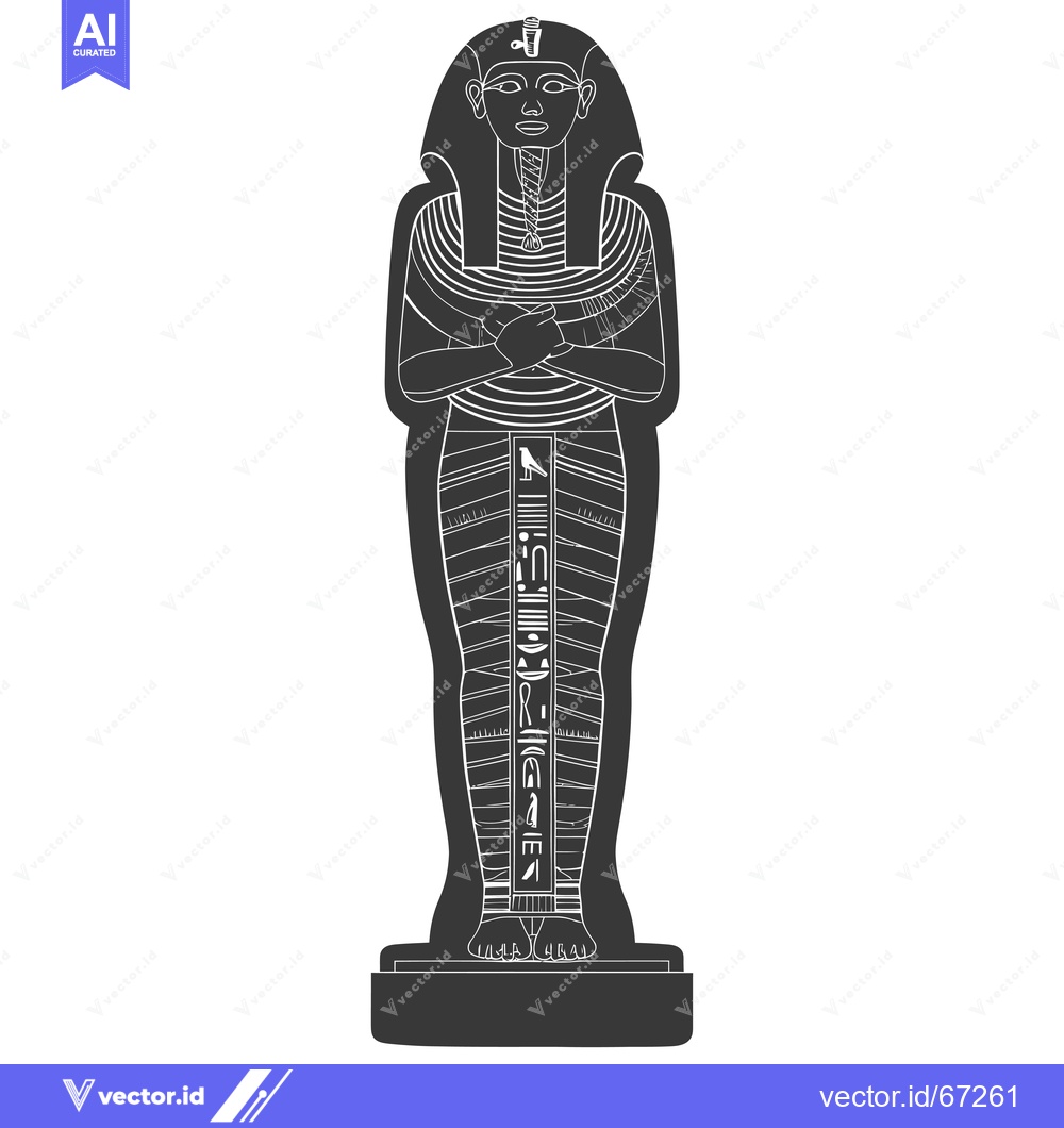 Premium Vector of A black and white illustration of an ancient Egyptian pharaoh statue w
