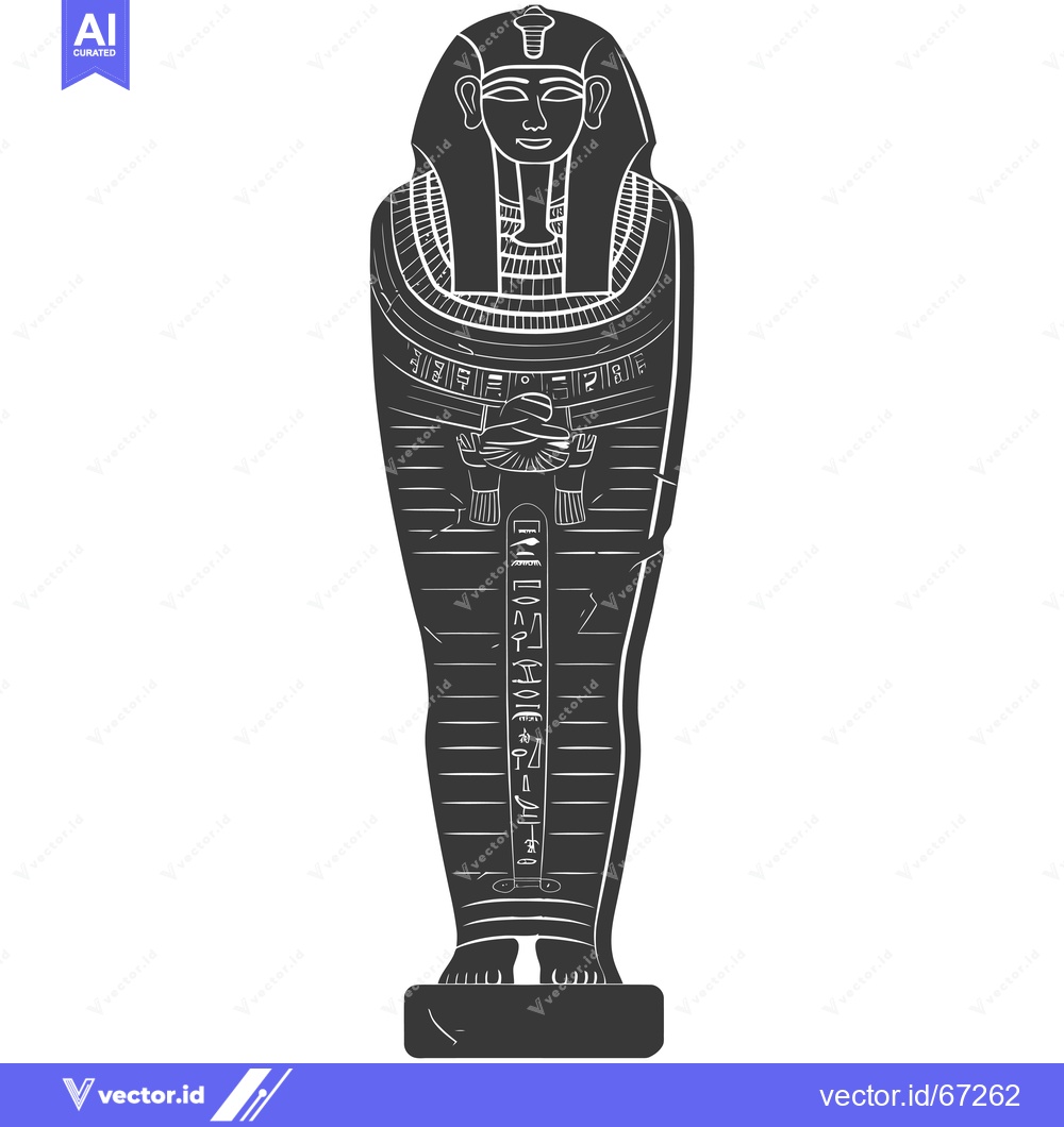 Premium Vector of An ancient Egyptian sarcophagus with hieroglyphics and a stylized huma