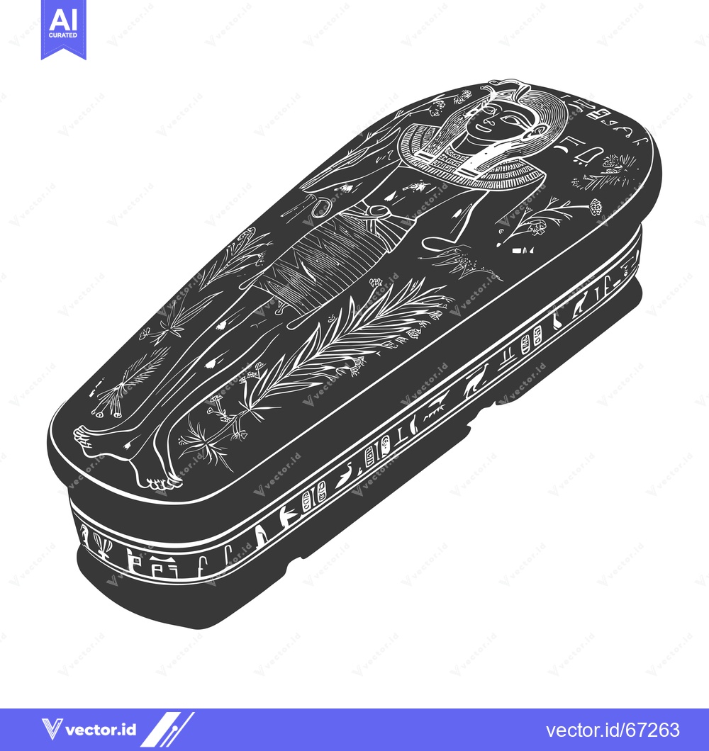 Premium Vector of Black and White Illustration of an Ancient Egyptian Sarcophagus
