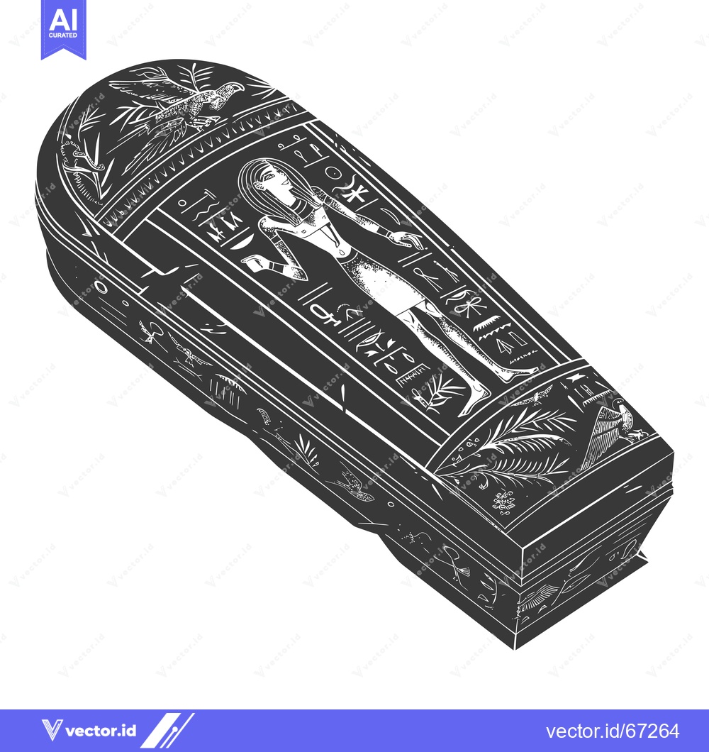 Premium Vector dari An Ancient Egyptian Sarcophagus Decorated with Hieroglyphics and Image