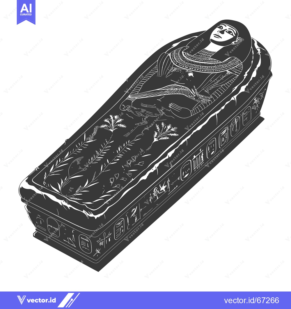 Premium Vector of An Egyptian sarcophagus with a deceased pharaoh inside