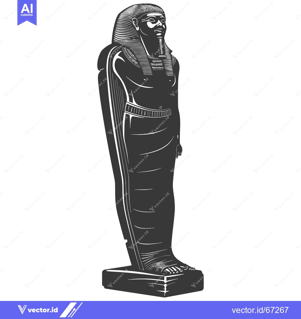 Premium Vector dari Black and White Illustration of an Ancient Egyptian Statue