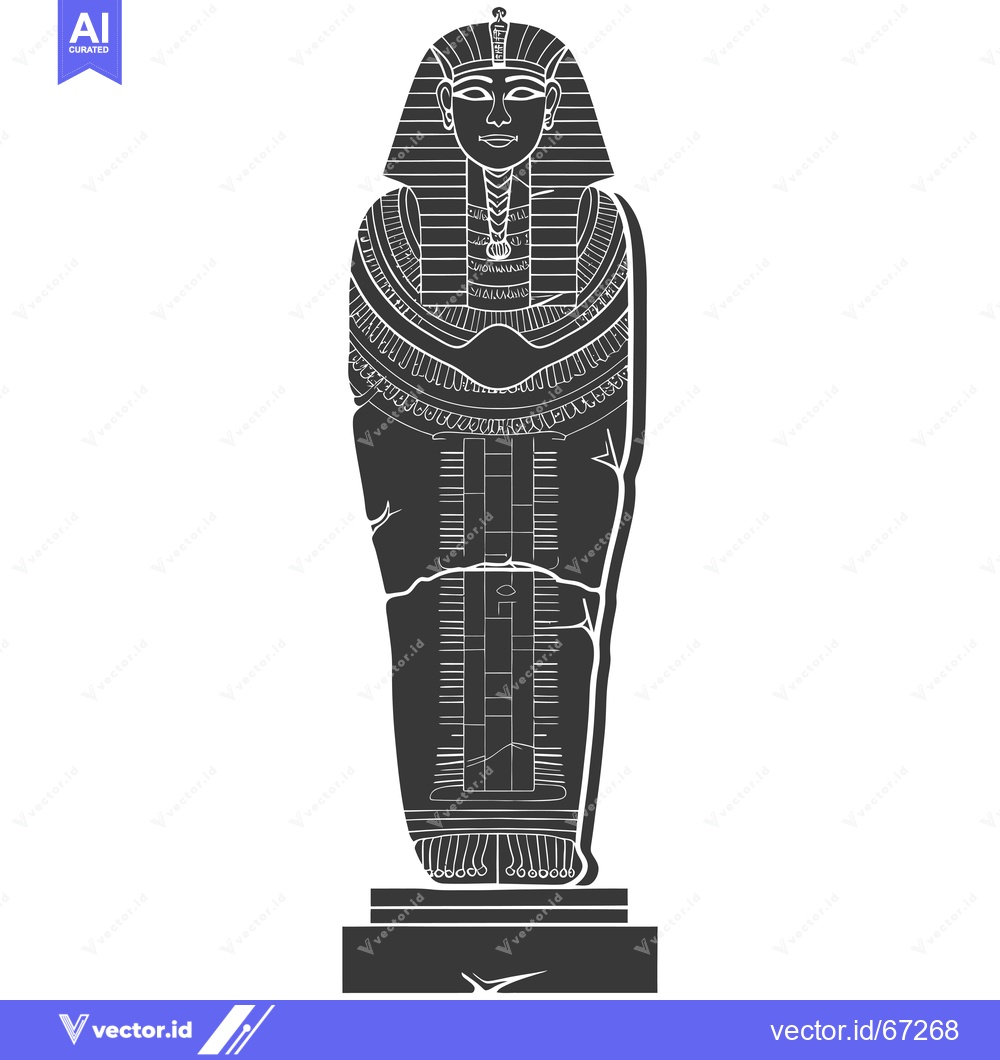 Premium Vector of Black and White Silhouette of an Egyptian Sarcophagus