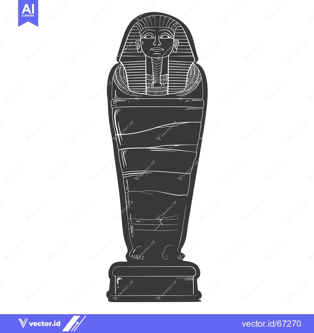 Premium Vector dari A Black and White Illustration of an Ancient Egyptian Sarcophagus