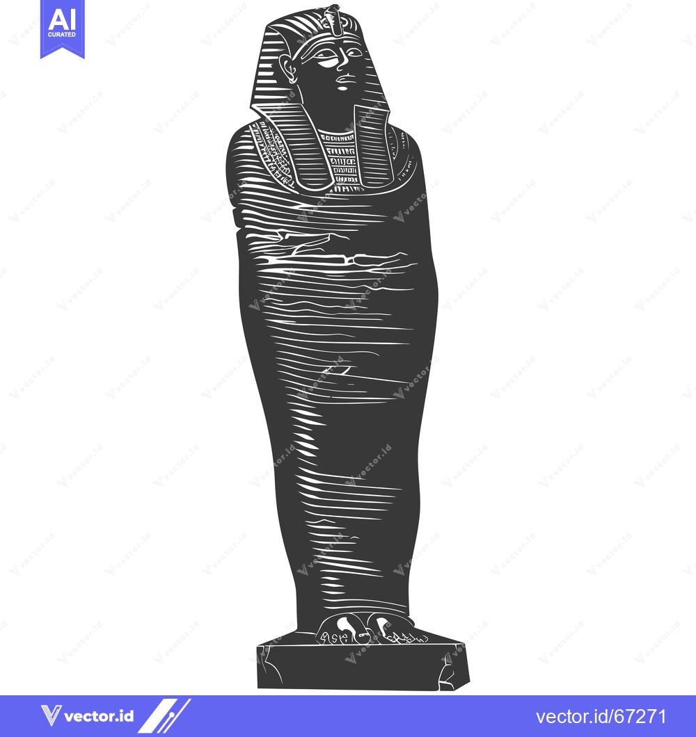 Premium Vector dari A Black and White Illustration of an Egyptian Pharaoh's Mummy in a Sar