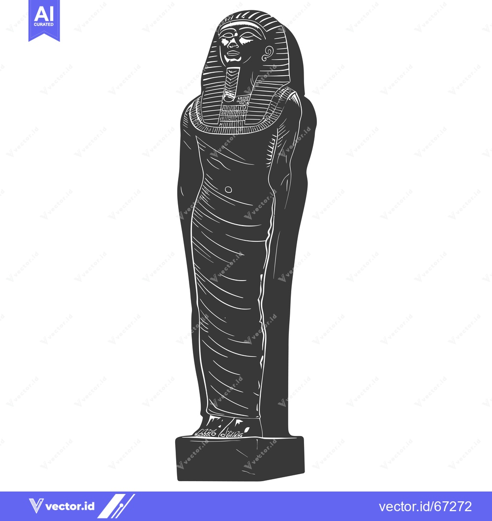 Premium Vector dari Black and White Illustration of an Egyptian Pharaoh Statue