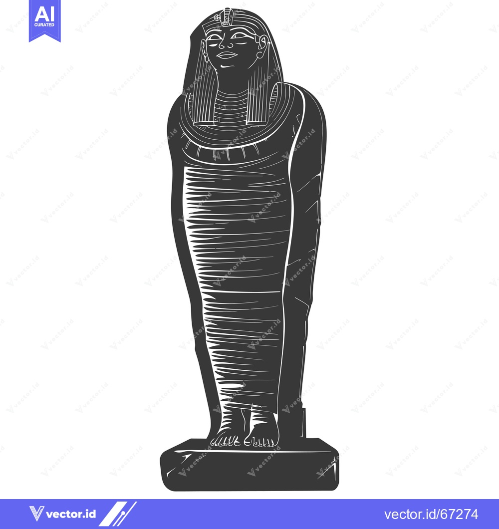 Premium Vector dari A Black and White Illustration of an Ancient Egyptian Mummy in a Sarco