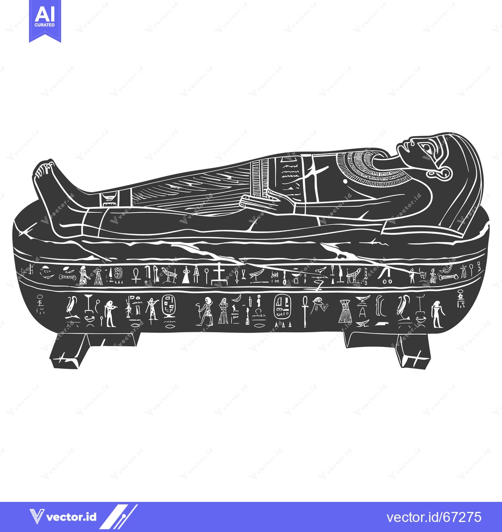 Premium Vector dari A Black and White Illustration of an Ancient Egyptian Sarcophagus with