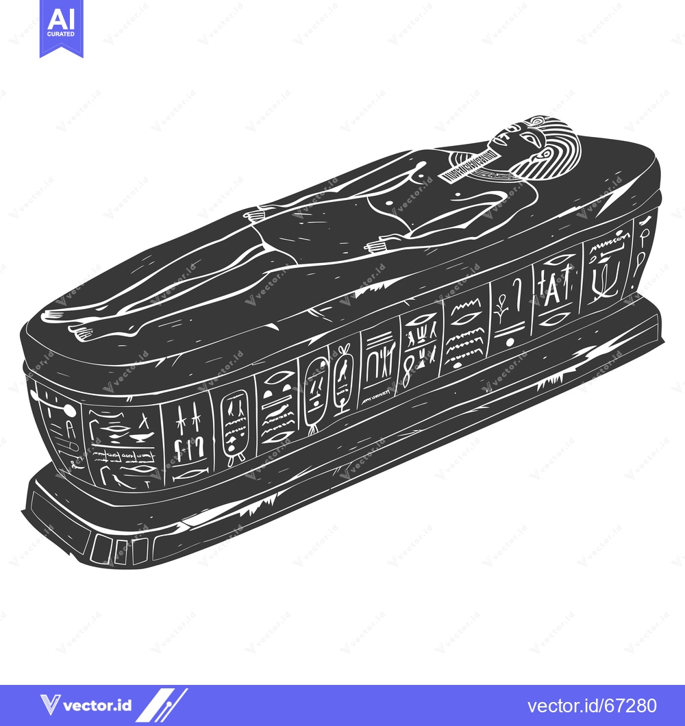 Premium Vector dari A black and white illustration of an ancient Egyptian sarcophagus with