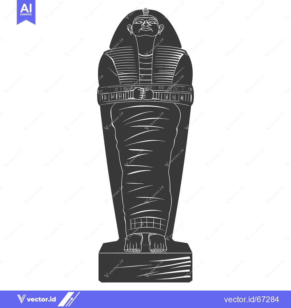 Premium Vector of Black and White Illustration of an Egyptian Mummy in a Sarcophagus