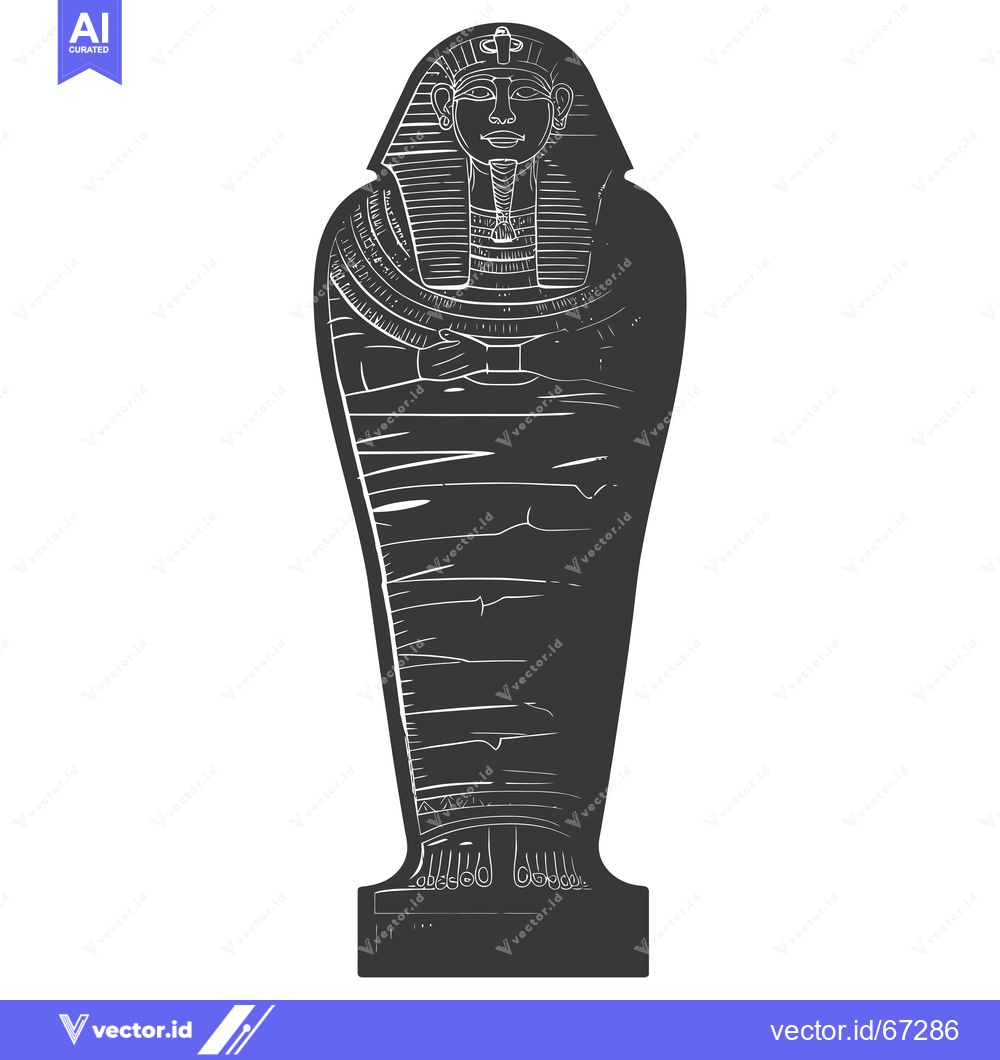 Premium Vector of An Egyptian sarcophagus with the pharaoh's face depicted on the lid.
