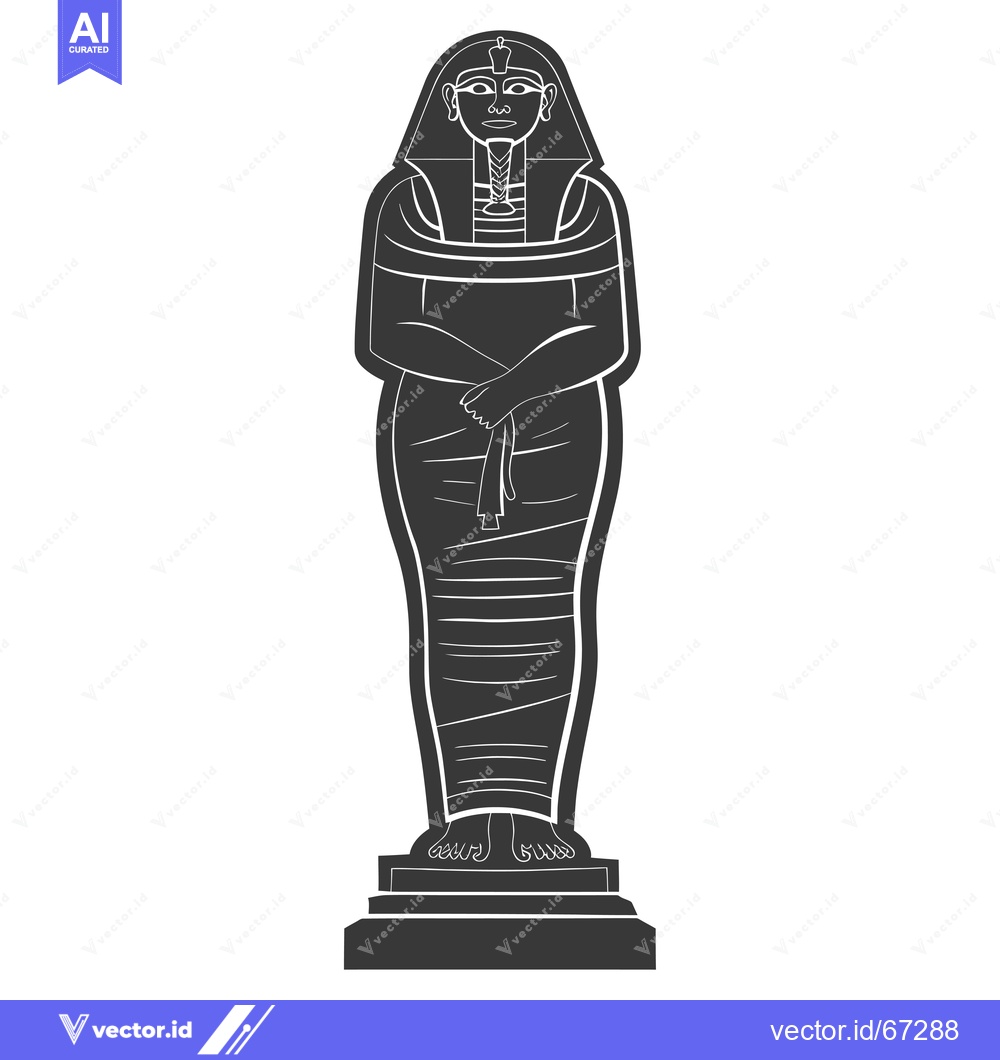 Premium Vector of A Black and White Silhouette of an Ancient Egyptian Statue