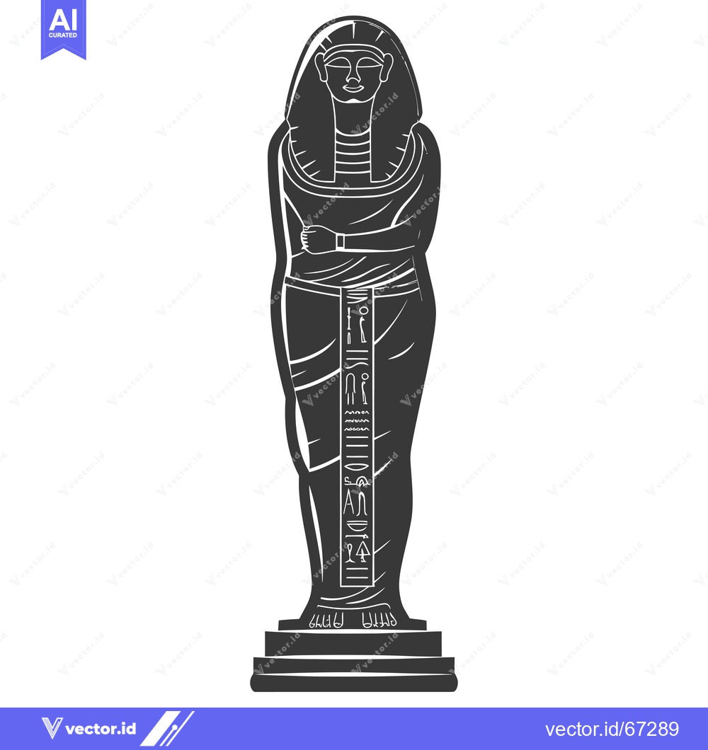 Premium Vector of Black and White Illustration of an Ancient Egyptian Statue
