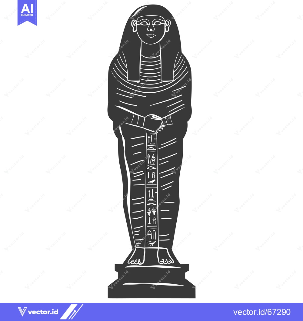 Premium Vector of Black and White Illustration of an Egyptian Statue