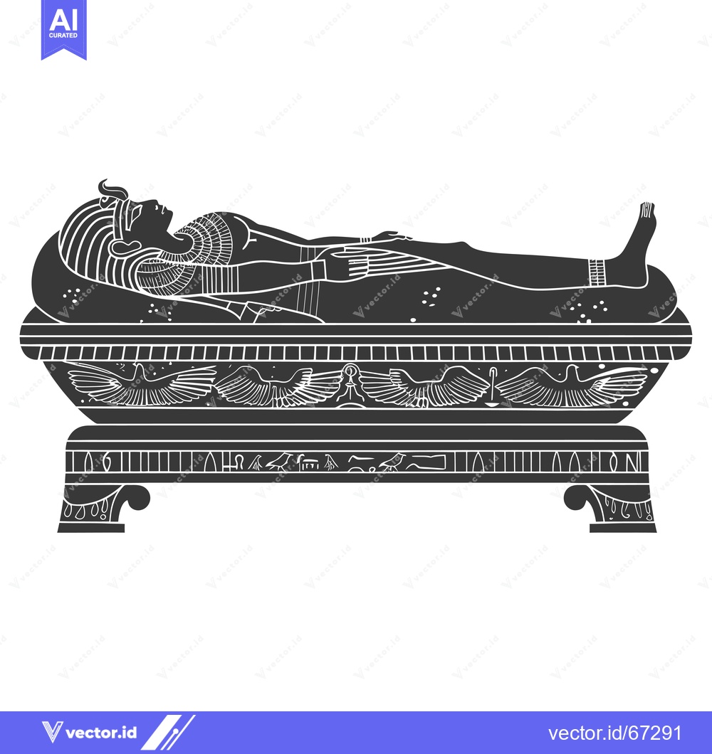 Premium Vector dari An Egyptian Pharaoh Lying in a Stone Sarcophagus