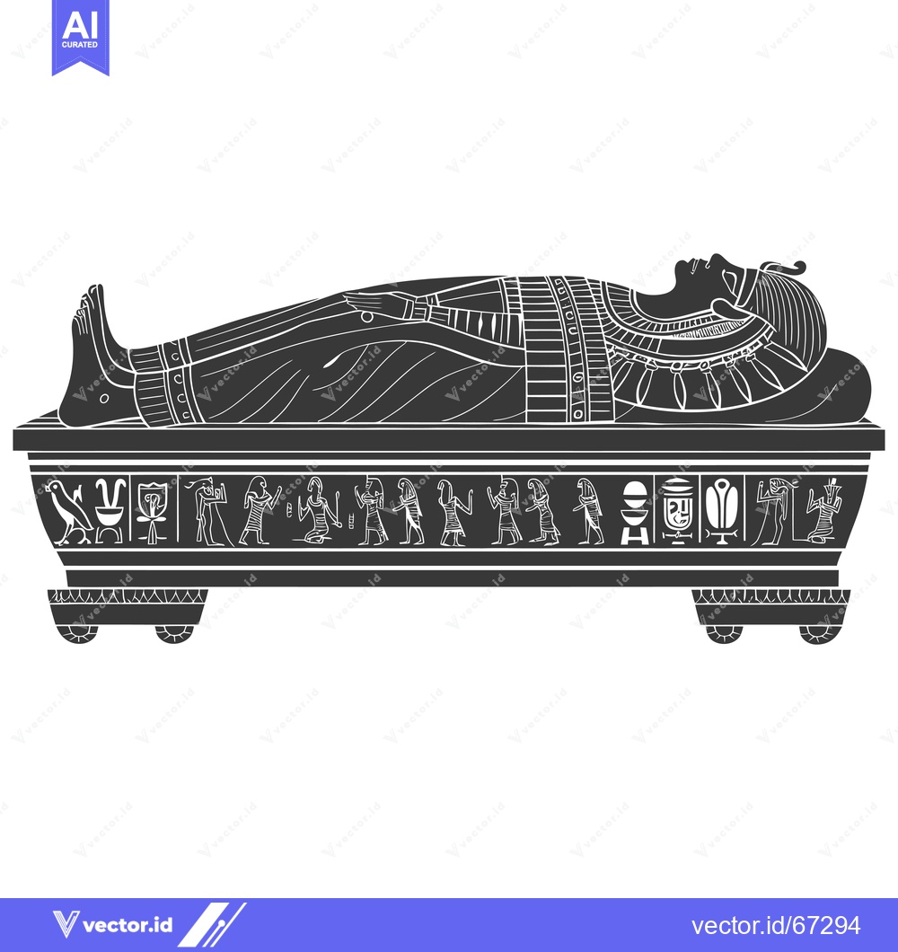 Premium Vector of An Egyptian Pharaoh Lying in a Decorated Sarcophagus