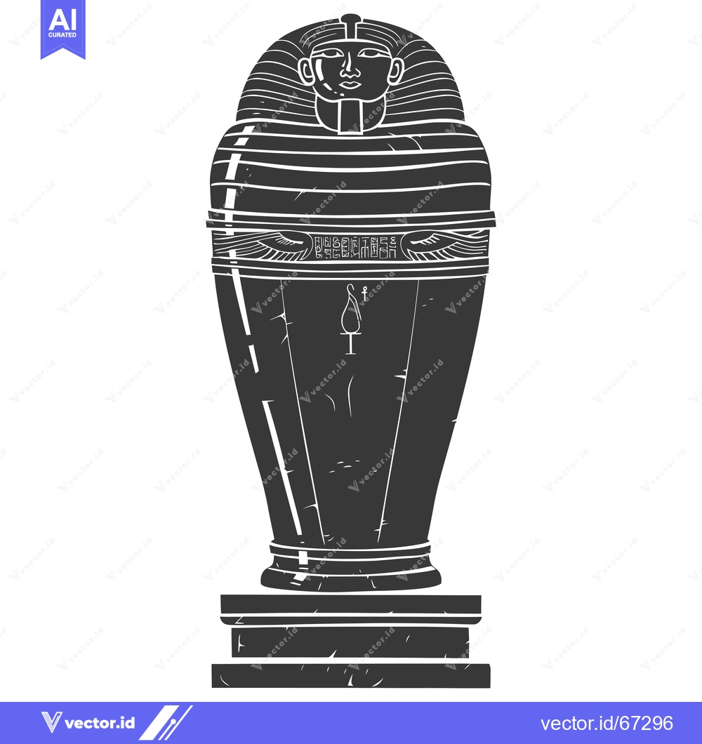 Premium Vector dari Egyptian Sarcophagus with Hieroglyphics and a Pharaoh's Face