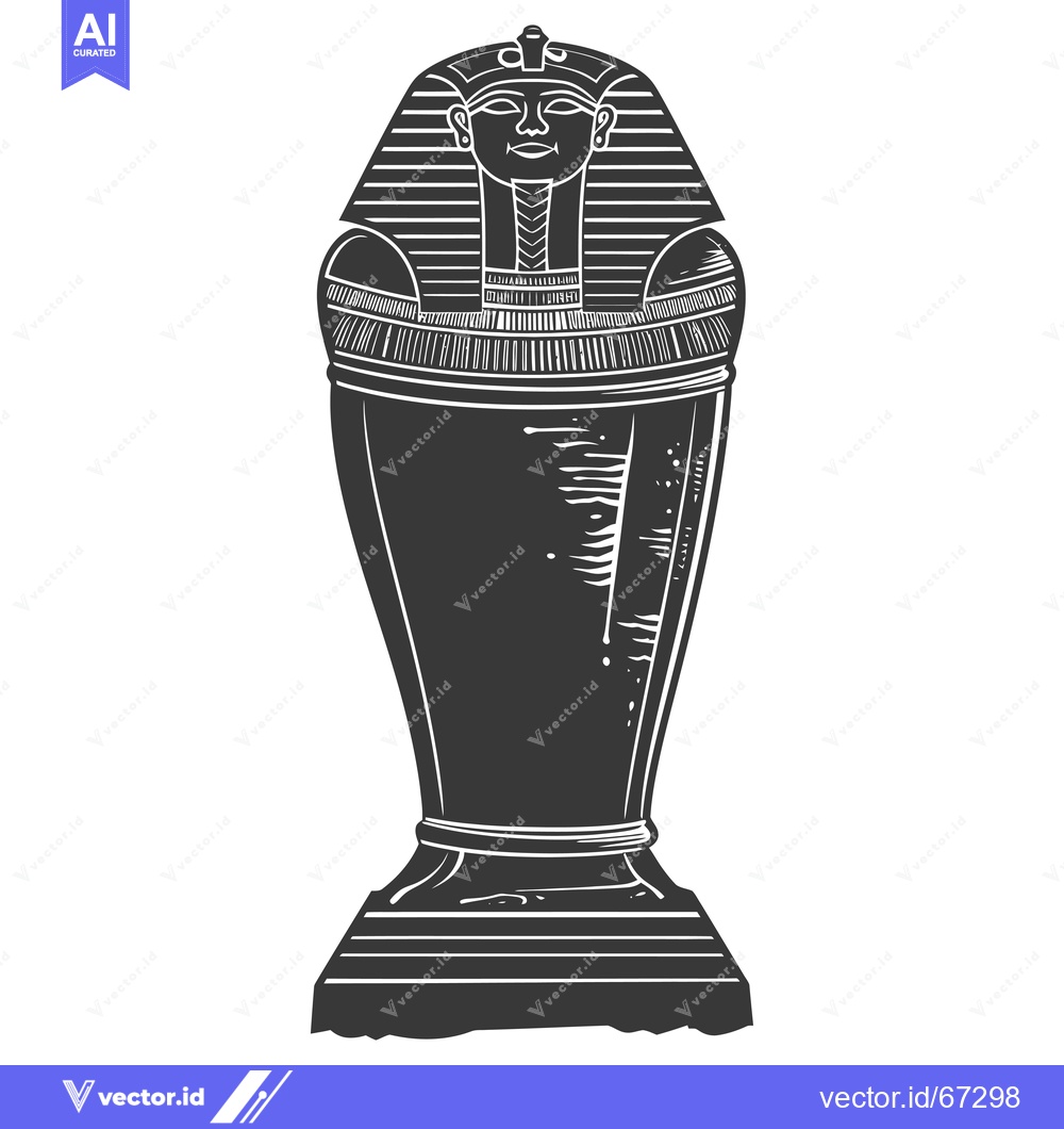 Premium Vector dari An Egyptian Sarcophagus with a Pharaoh's Face Carved into the Lid
