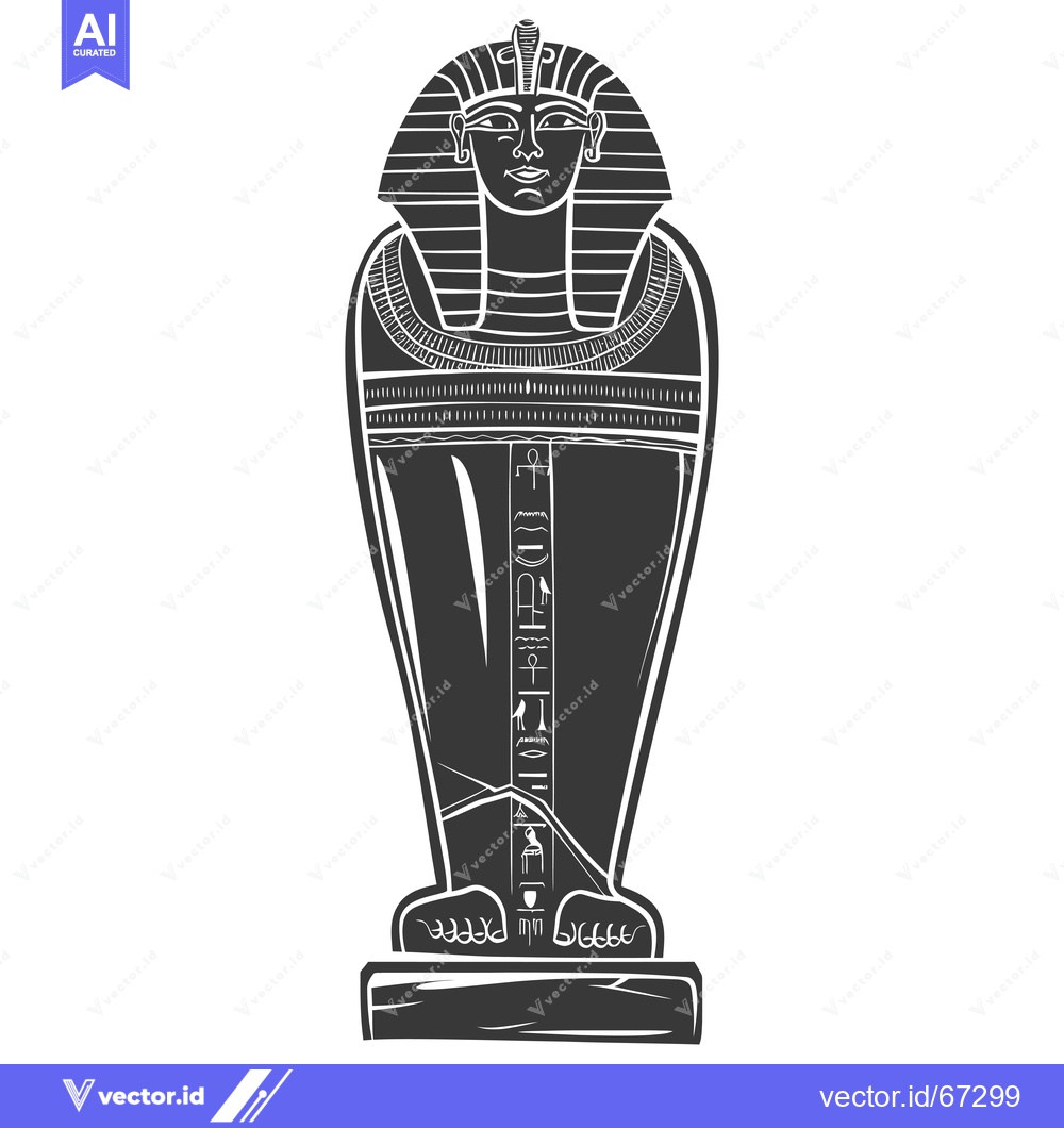 Premium Vector of Black and White Illustration of an Egyptian Sarcophagus