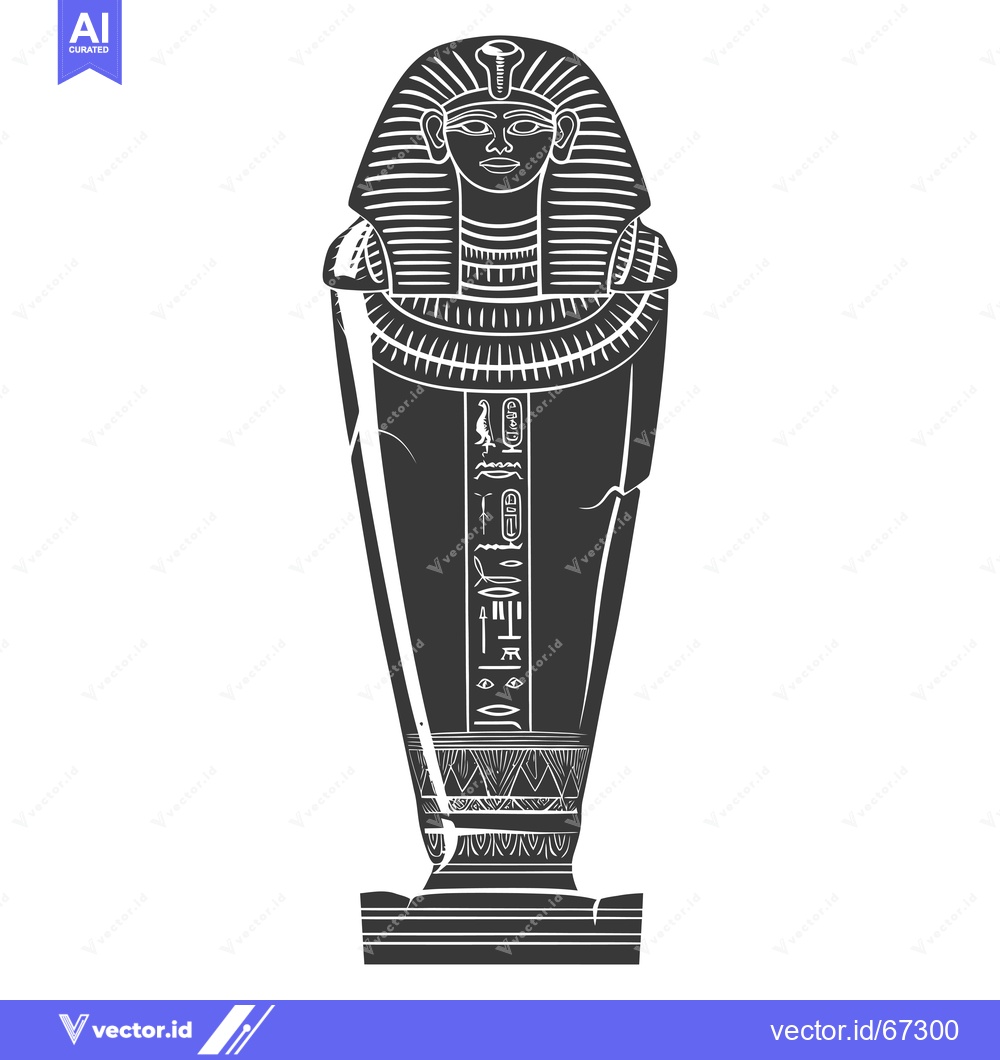 Premium Vector of Black and White Illustration of an Ancient Egyptian Sarcophagus