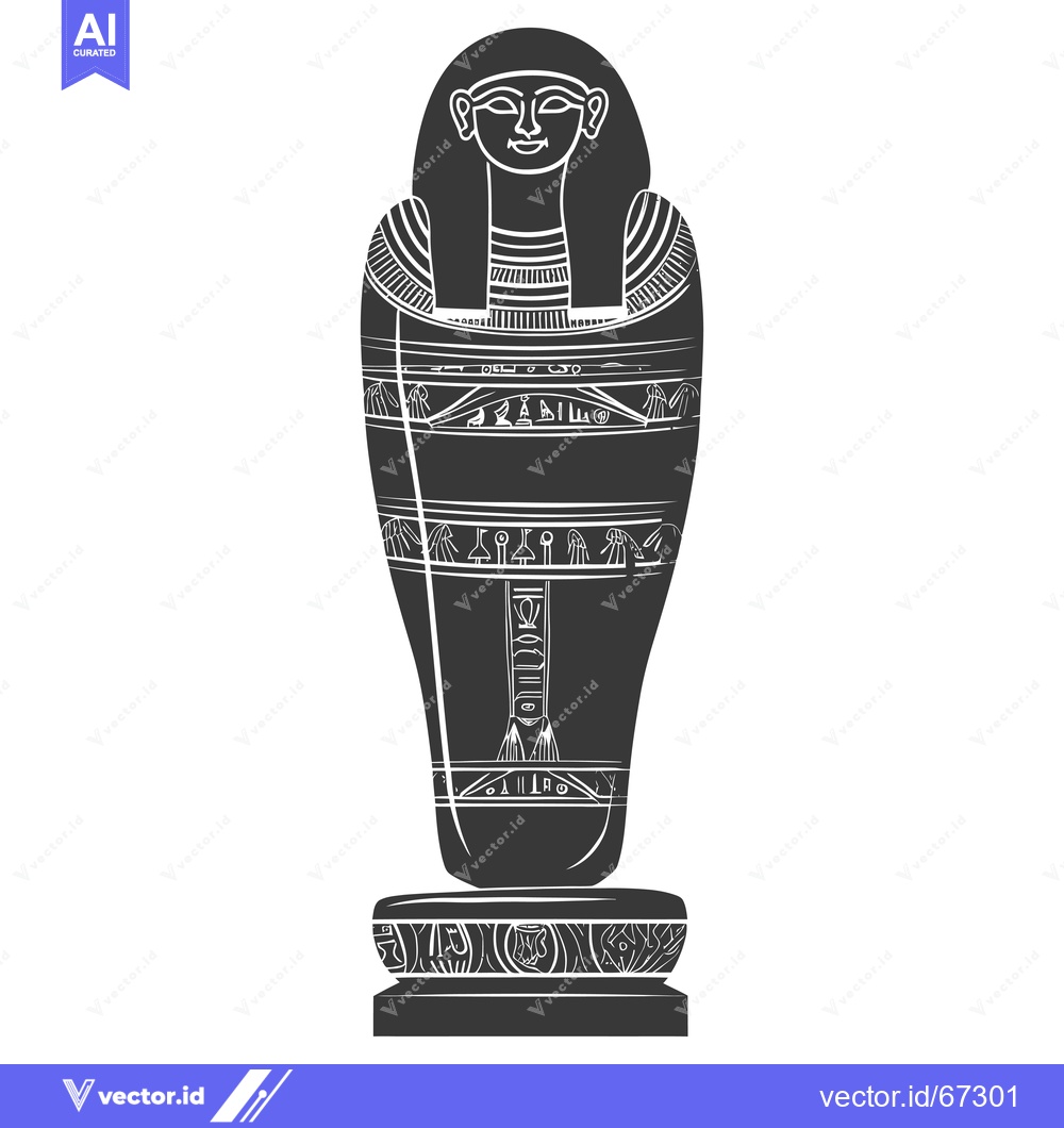 Premium Vector dari An Ancient Egyptian Sarcophagus with Hieroglyphs and a Human Face