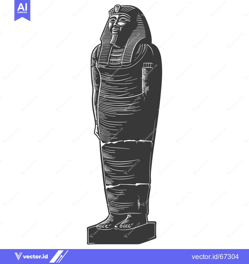 Premium Vector of An Engraved Illustration of an Egyptian Pharaoh Statue