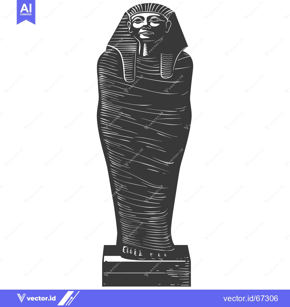 Premium Vector dari A Woodcut Illustration of an Ancient Egyptian Sarcophagus