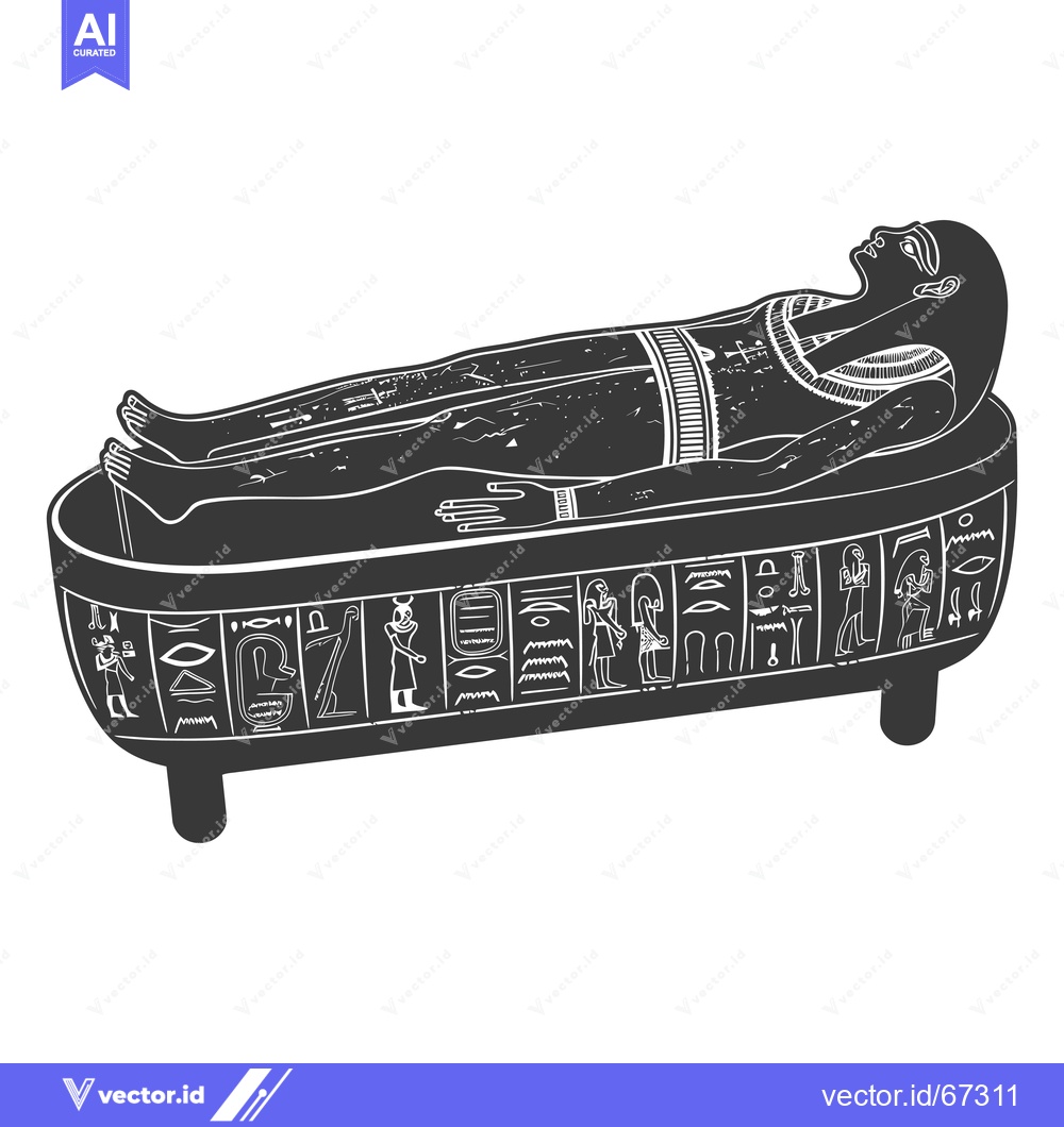 Premium Vector dari A Black and White Illustration of an Ancient Egyptian Sarcophagus