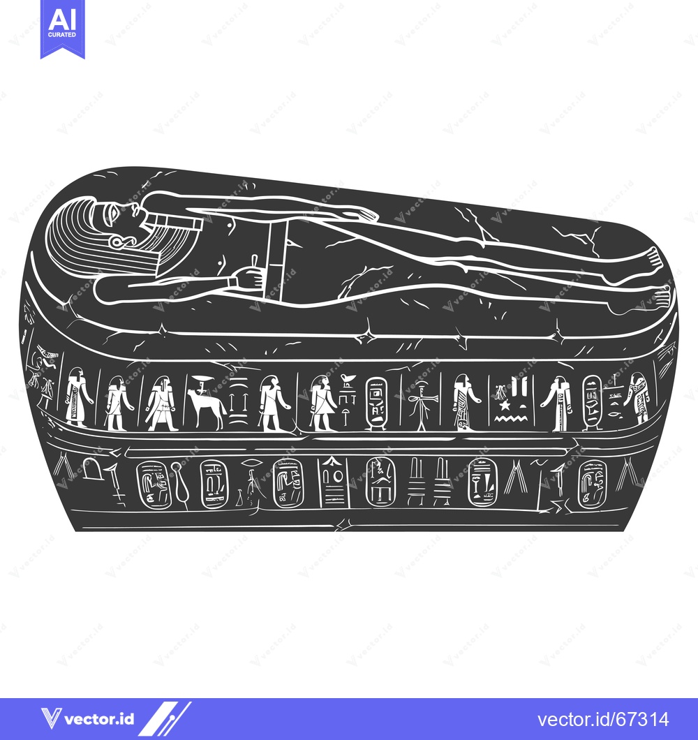 Premium Vector of Ancient Egyptian Sarcophagus with Hieroglyphic Carvings