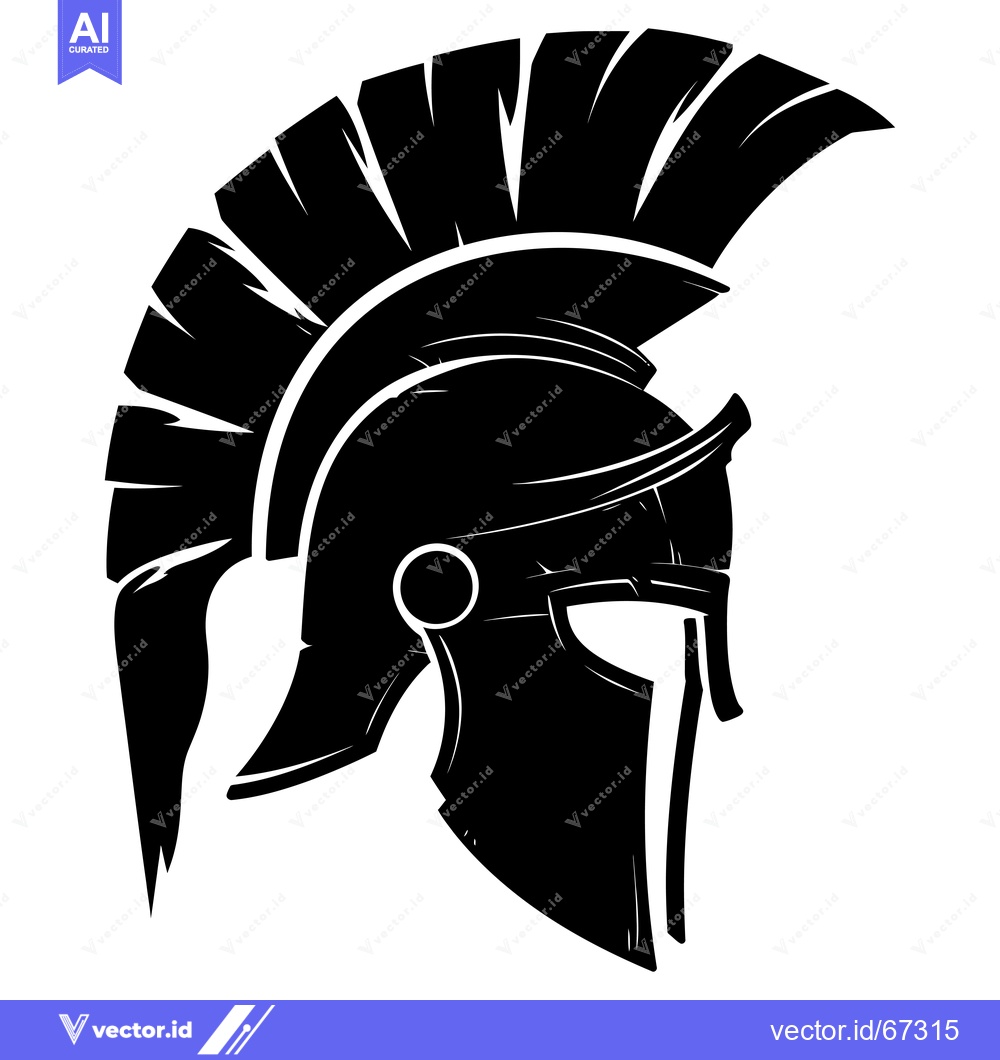 Premium Vector dari Black and White Illustration of a Spartan Helmet
