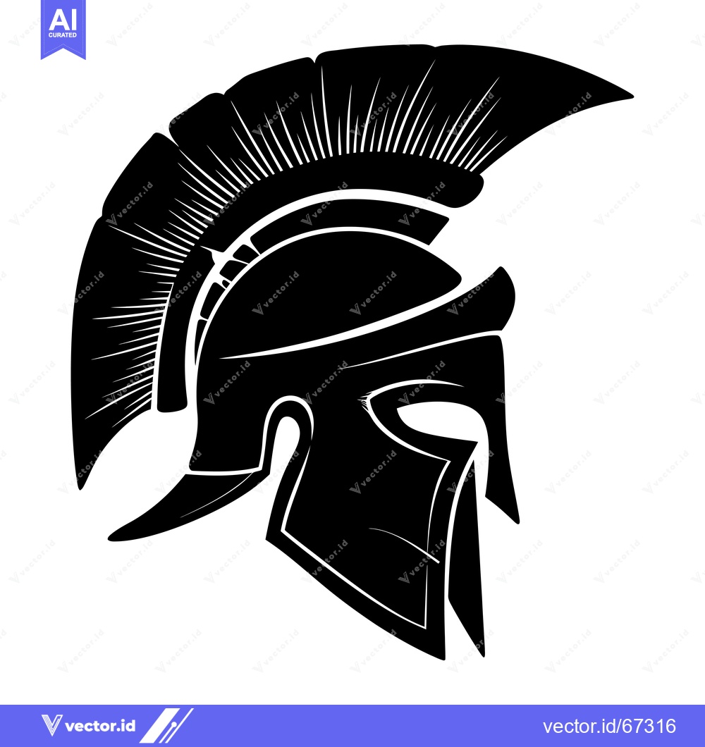 Premium Vector dari A Spartan Helmet with a Plumed Crest and Face Guard
