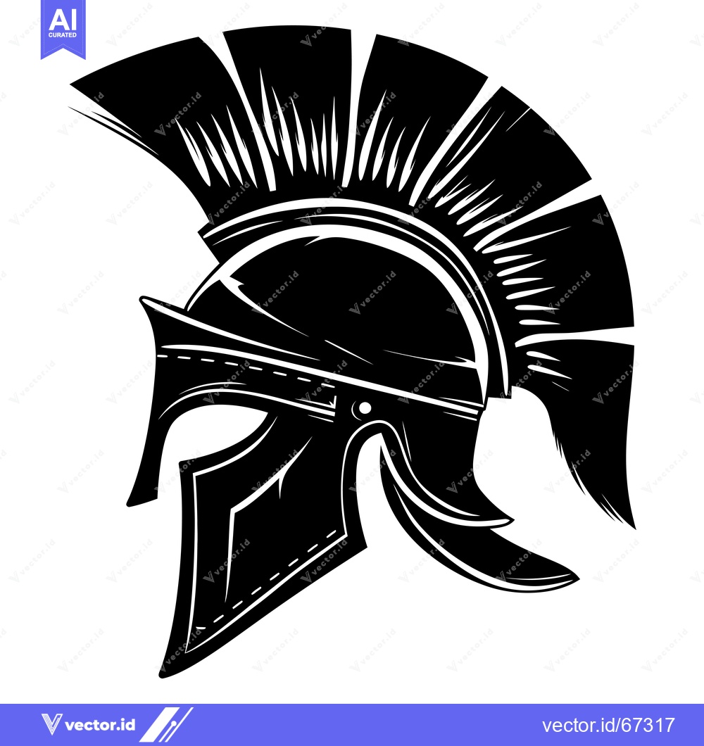 Premium Vector dari Black and White Illustration of a Spartan Helmet