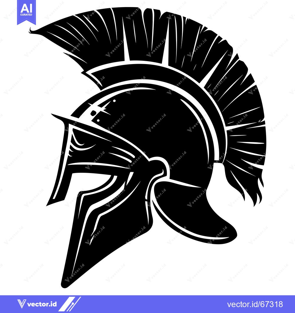Premium Vector of A Black and White Silhouette of a Spartan Helmet