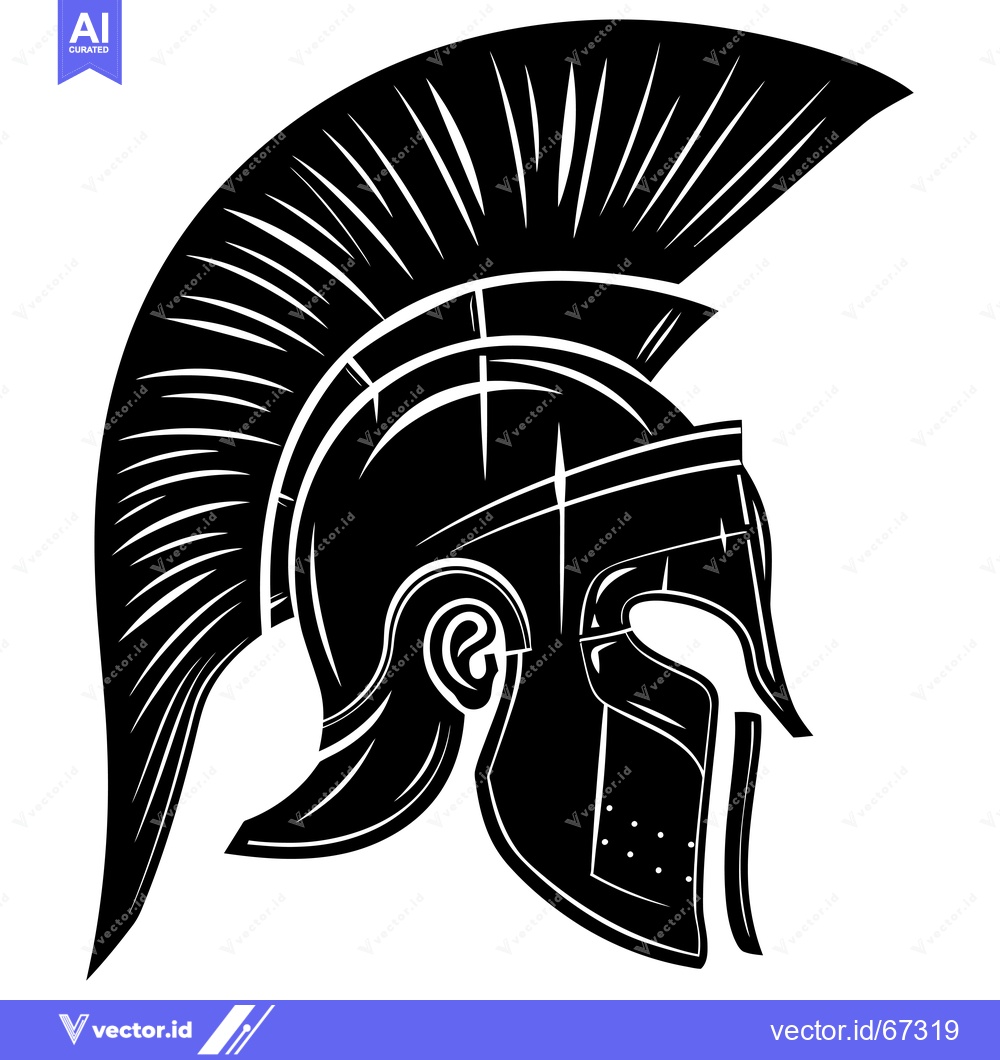 Premium Vector dari A Black and White Illustration of a Spartan Helmet