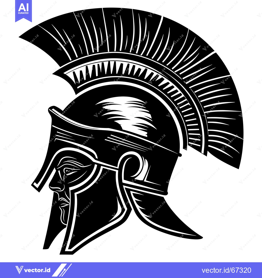Premium Vector dari Black and White Illustration of a Spartan Helmet