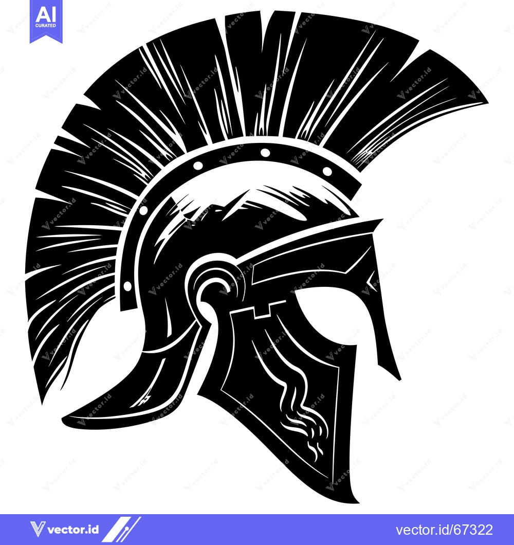 Premium Vector dari A Black and White Illustration of a Spartan Helmet