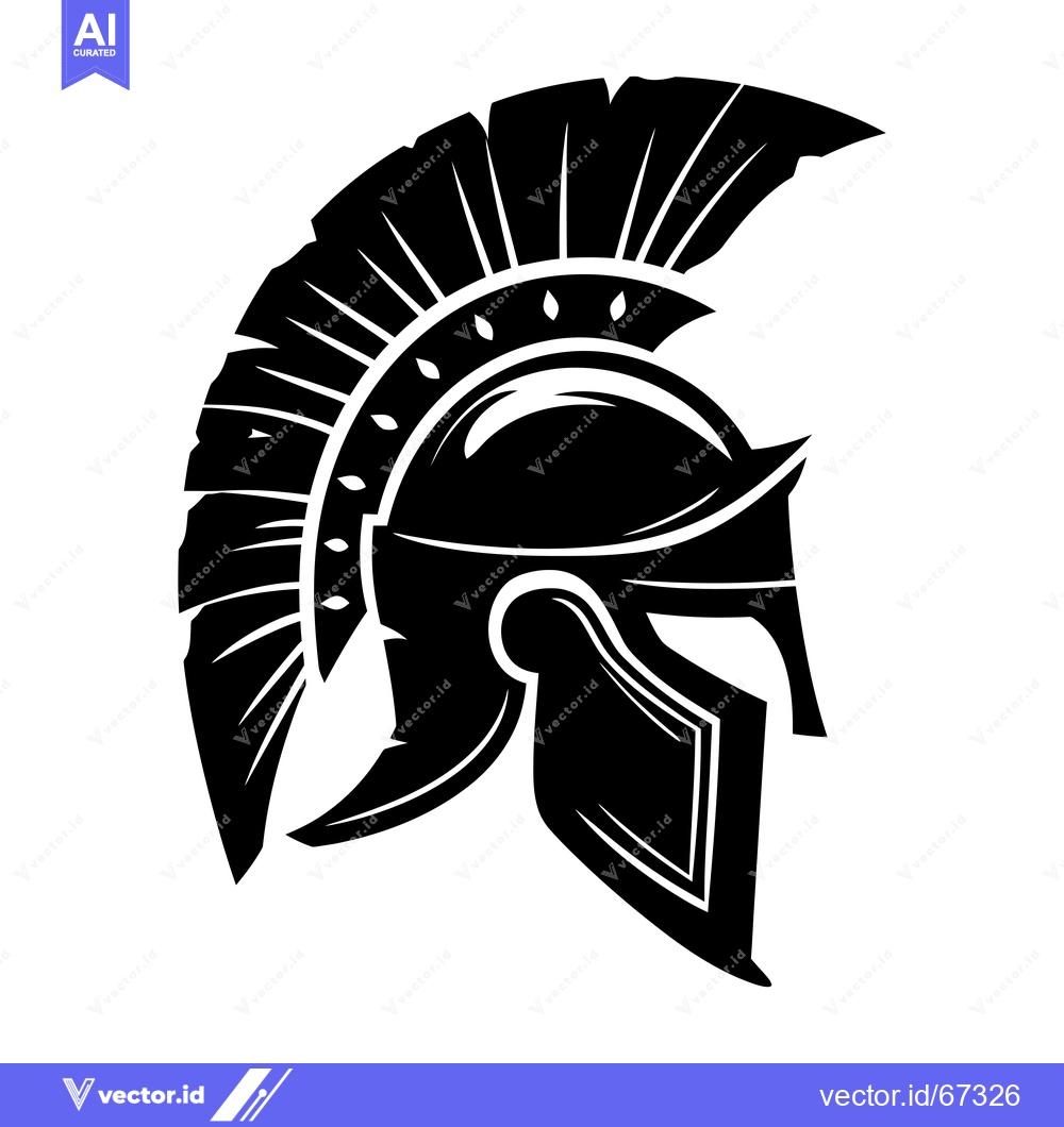 Premium Vector of A Black and White Illustration of a Spartan Helmet