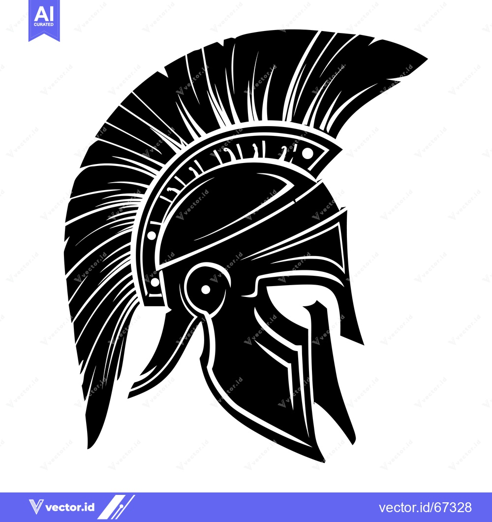 Premium Vector dari Black and White Illustration of a Spartan Helmet with a Crest