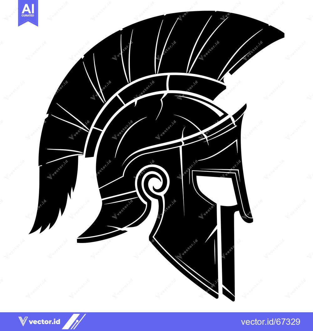 Premium Vector of A Detailed Black and White Illustration of a Spartan Helmet