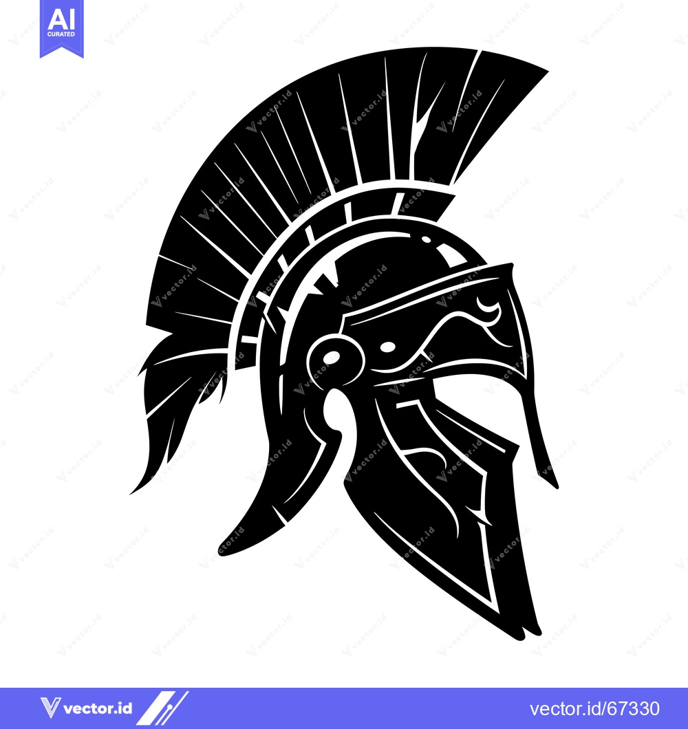 Premium Vector dari Black and White Illustration of a Spartan Helmet
