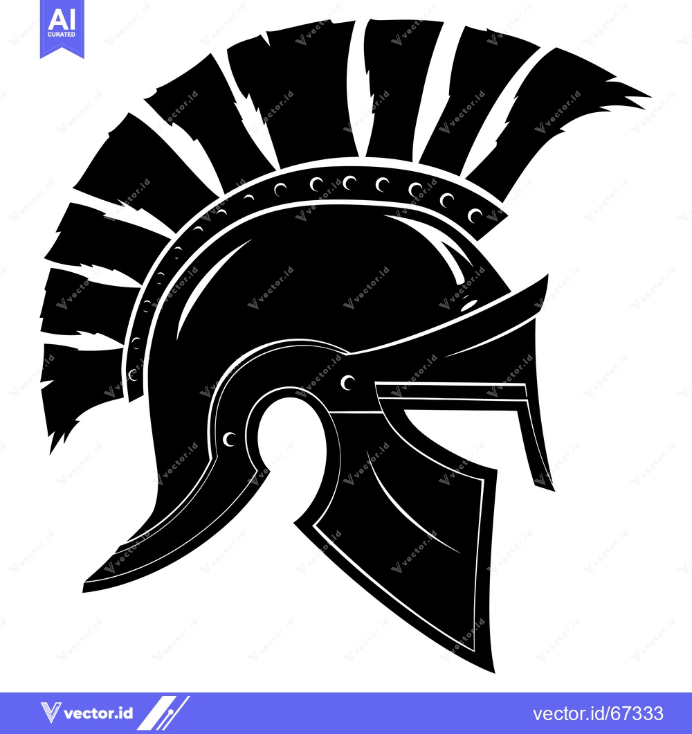 Premium Vector dari Black and White Illustration of a Spartan Helmet