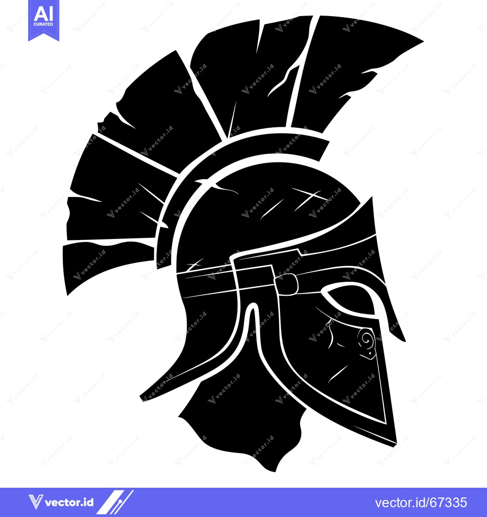 Premium Vector dari Black and White Illustration of a Spartan Helmet