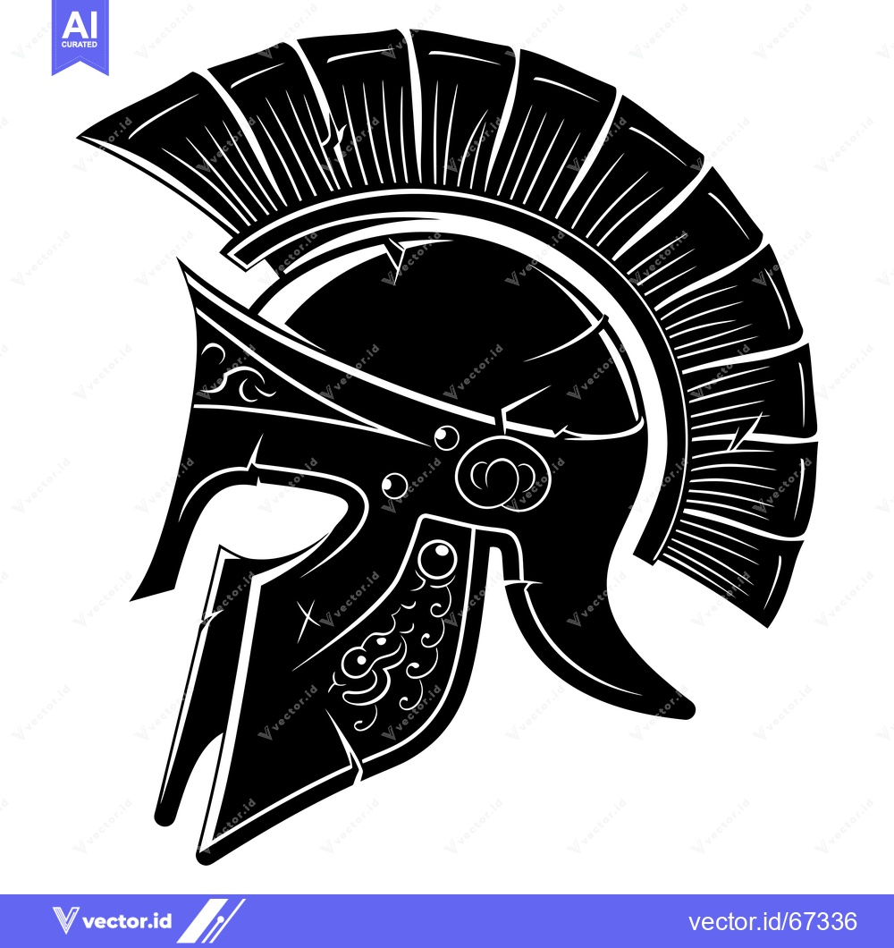 Premium Vector dari A Detailed Illustration of a Spartan Helmet in Black and White
