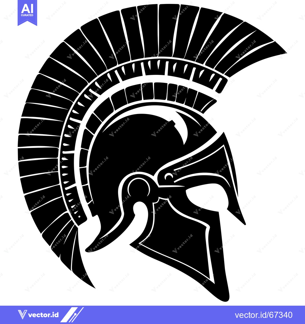 Premium Vector dari Black and White Illustration of a Spartan Helmet