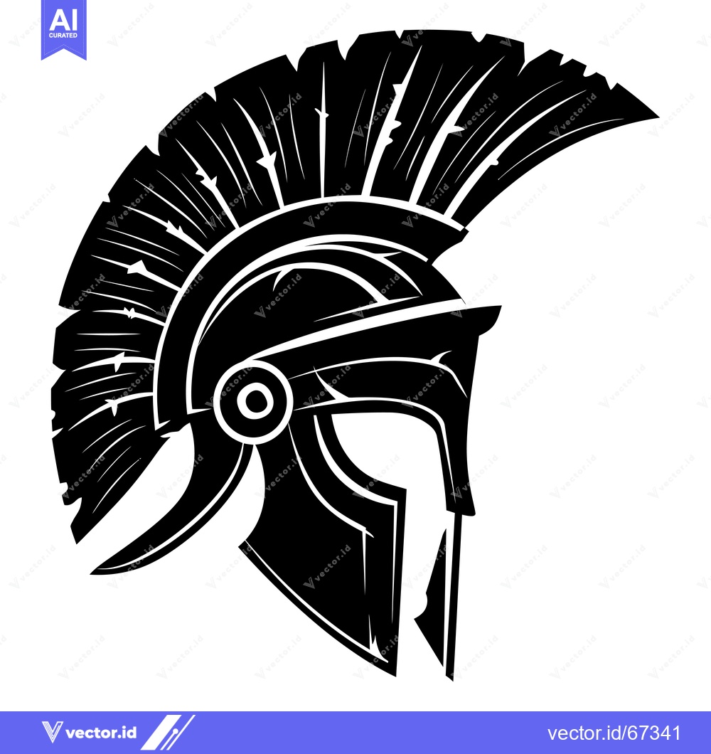 Premium Vector dari Black and white illustration of a spartan helmet