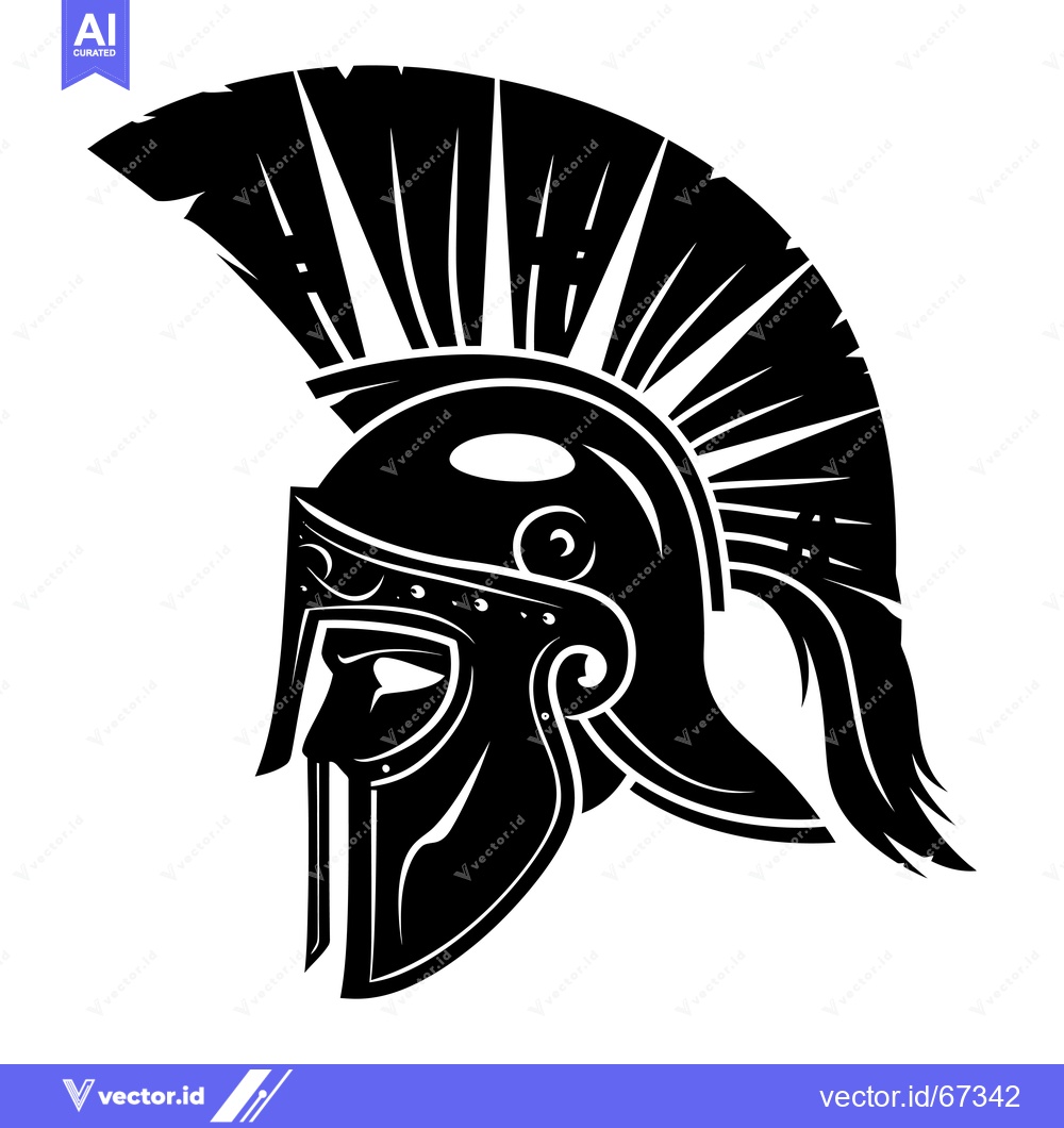 Premium Vector dari A Detailed Silhouette of a Spartan Helmet with a Crest