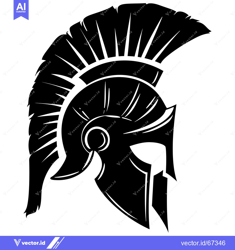 Premium Vector dari Black and White Illustration of a Spartan Helmet